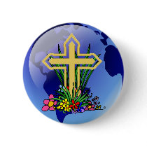 Gold Cross and Flowers buttons