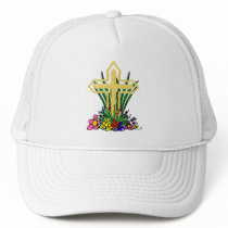 Gold Cross and Flowers hats
