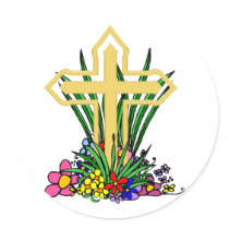 Gold Cross and Flowers stickers by AuntBetsy Gold Cross and Flowers stickers