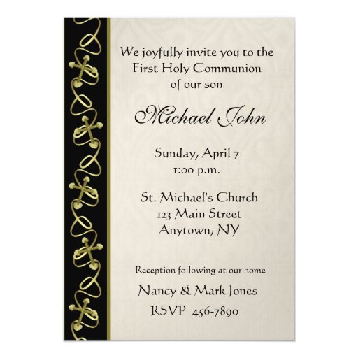 Gold Cross Border 5x7 Paper Invitation Card | Zazzle