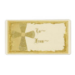 Gold Cross Gift Tag Personalized Shipping Label
