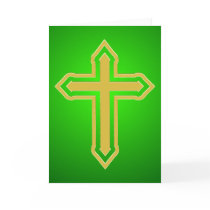 Gold Cross Green backgound cards
