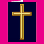 Gold Cross on Blue Greeting Card