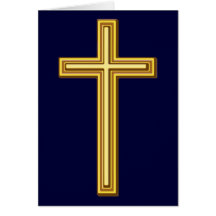 Gold Cross on Blue Greeting Card