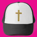 Gold Cross on Blue Hat