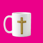 Gold Cross on Blue Mugs