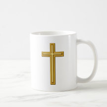 Gold Cross on Blue Mugs