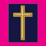 Gold Cross on Blue Post Cards