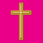 Gold Cross on Blue Tee Shirt