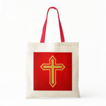 Gold Cross on red bag