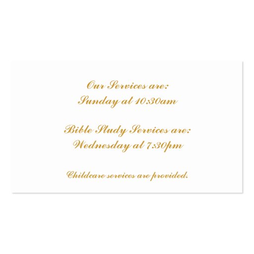 Gold Cross w Doves Church Minister Business Card (back side)