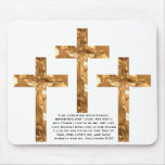 Gold Crosses on mouse pad with Scripture.