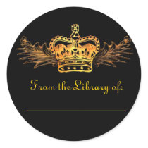 Gold Crown Bookplate Sticker
