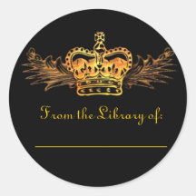 Gold Crown Bookplate Sticker