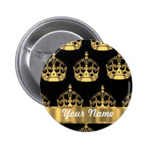 Gold crown pattern on black buttons