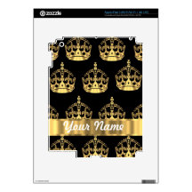 Gold crown pattern on black decal for iPad 3