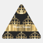 Gold crown pattern on black triangle sticker