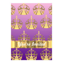 Gold crown pattern personalized invitation