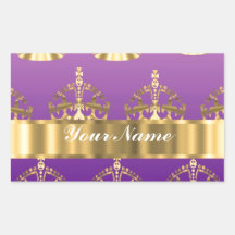 Gold crown pattern rectangle stickers