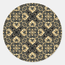 Gold Crowns Lace Round Sticker