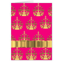 Gold crowns on hot pink card