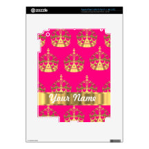 Gold crowns on hot pink iPad 3 decals