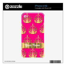 Gold crowns on hot pink iPhone 4S decal