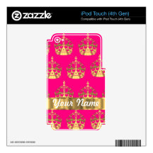 Gold crowns on hot pink iPod touch 4G decal