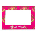 Gold crowns on hot pink magnetic frames