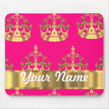 Gold crowns on hot pink mousepads