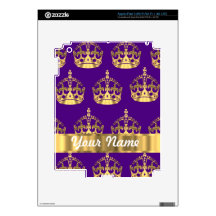Gold crowns on purple iPad 3 skin