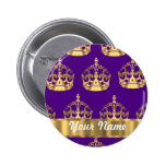 Gold crowns on purple pin