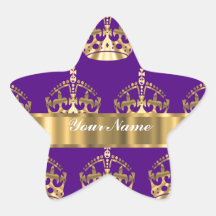 Gold crowns on purple stickers