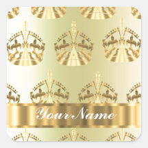 Gold crowns square sticker