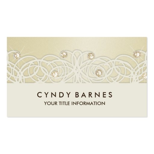 Gold Crystals and Lace Business Card (front side)