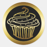 GOLD CUPCAKE ROUND STICKER