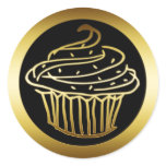 GOLD CUPCAKE ROUND STICKER