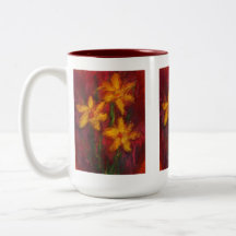 Gold Daffodils in Pink Coffee Mug
