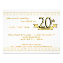 Gold Damask 20th Anniversary Celebration Invite