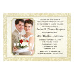 Gold Damask 50th Anniversary Photo Invitation