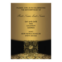 Gold Damask 50th Birthday Party Invitation