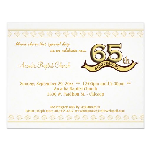 Gold Damask 65th Anniversary Celebration Invite