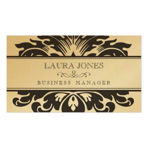 GOLD Damask Baroque Ladies Womens Business Card (front side)