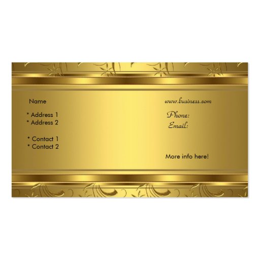 Gold Damask Black Floral Jewel Elegant Classy Business Card Templates (back side)