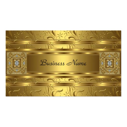 Gold Damask Black Floral Jewel Elegant Classy Business Card Templates (front side)