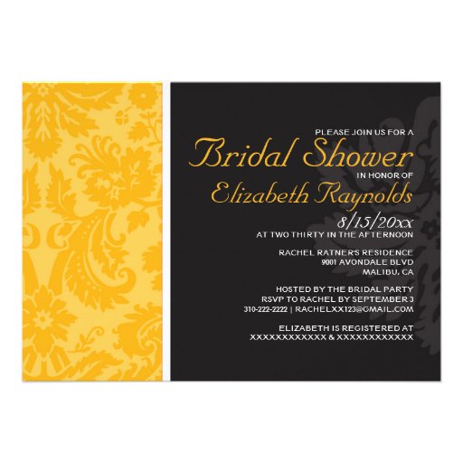 Gold Damask Bridal Shower Invitations