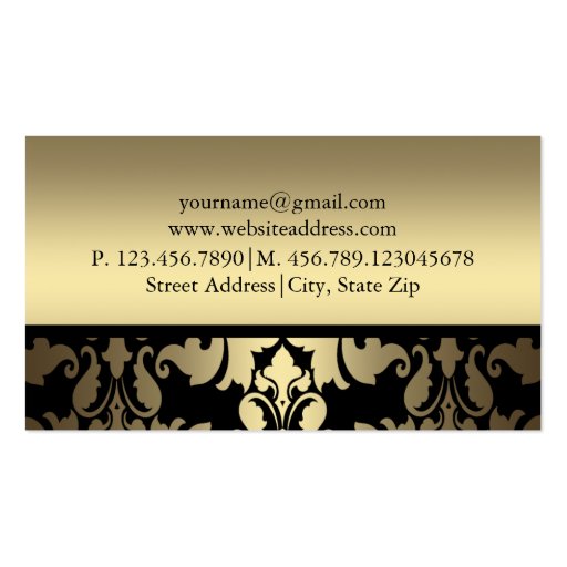 Gold Damask Business Card (back side)