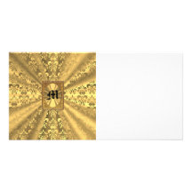Gold damask custom photo card