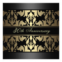 Gold Damask Design Wedding Anniversary Invite invitations