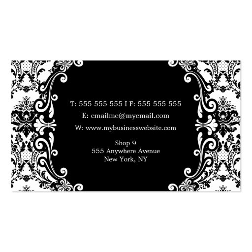 GOLD Damask Hair Salon Stylist Business Card (back side)